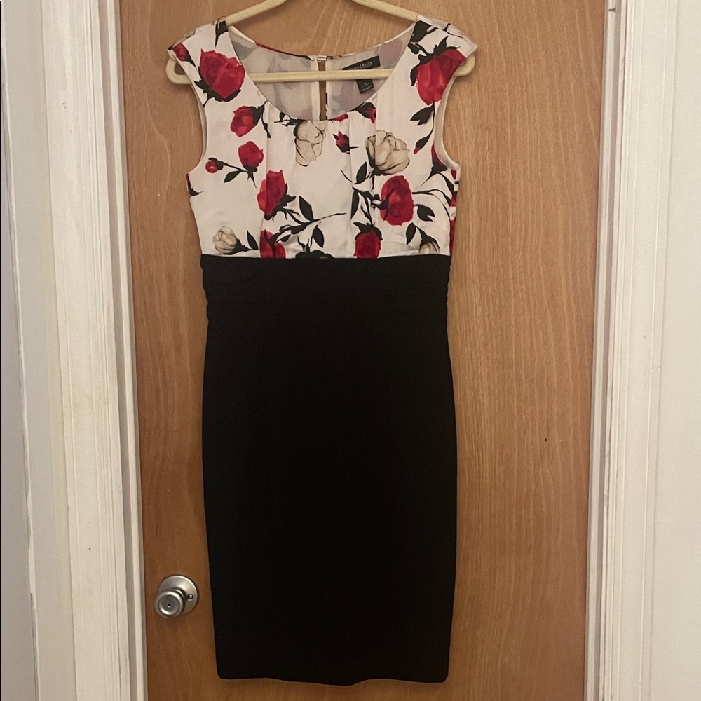 White House Black Market Red Floral Midi Dress